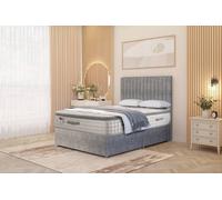 Somnior Eleanor Tweed Divan Bed Set with Pillowtop Mattress & 54" Headboard in Grey | Size: Single