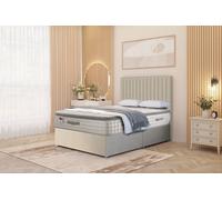 Somnior Eleanor Tweed Divan Bed Set with Pillowtop Mattress & 54" Headboard in Natural | Size: King Somnior Natural King