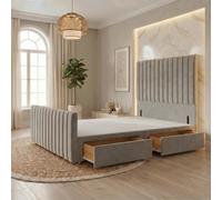 Somnior Eleanor Velvet Divan Base 2 Drawers 54" Headboard & 22" Footboard in Silver | Size: Double