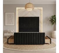 Somnior Eleanor Velvet Divan Base 4 Drawers 54" Headboard & 22" Footboard In Black Black