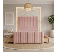 Somnior Eleanor Velvet Divan Base 4 Drawers 54" Headboard & 22" Footboard In Pink Pink