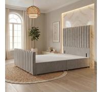 Somnior Eleanor Velvet Divan Base No Drawers 54" Headboard & 22" Footboard In Silver Silver