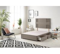 Somnior Flexby Divan Bed Base With 2 Drawers And Upholstered Headboard Tweed Fabric In Brown Brown