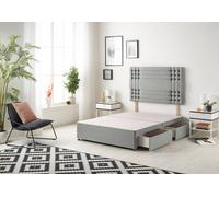 Somnior Flexby Divan Bed Base With 2 Drawers And Upholstered Headboard Tweed Fabric In Grey Grey