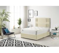 Somnior Flexby Linen Fabric Divan Bed with Orthopeadic Sprung Memory Foam Mattress & Headboard in Cream | Size: Double Somnior Cream Double