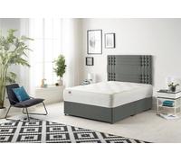 Somnior Flexby Linen Fabric Divan Bed with Orthopeadic Sprung Memory Foam Mattress & Headboard in Dark Grey | Size: Small Single