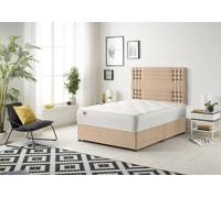 Somnior Flexby Plush Fabric Divan Bed With Orthopeadic Sprung Memory Foam Mattress And Headboard In Beige Beige