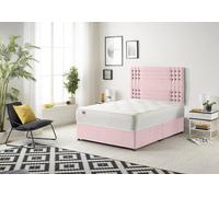 Somnior Flexby Plush Fabric Divan Bed With Orthopeadic Sprung Memory Foam Mattress And Headboard In Pink Pink