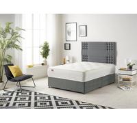 Somnior Flexby Plush Fabric Divan Bed with Orthopeadic Sprung Memory Foam Mattress & Headboard in Light Grey | Size: Super King