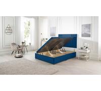 Somnior Flexby Plush Fabric Side Opening Ottoman Bed With Headboard in Charcoal | Size: Small Double Somnior Charcoal Small Double