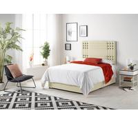 Somnior Flexby Sprung Memory Foam 2 Drawer Divan Bed With Upholstered Headboard Linen Fabric In Beige Beige