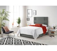 Somnior Flexby Sprung Memory Foam 2 Drawer Divan Bed with Upholstered Headboard Linen Fabric in Grey | Size: Small Single Somnior Grey Small Single