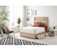 Somnior Flexby Sprung Memory Foam 2 Drawer Divan Bed with Upholstered Headboard Plush Velvet in Beige | Size: Single Somnior Beige Single