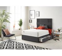 Somnior Flexby Sprung Memory Foam 2 Drawer Divan Bed With Upholstered Headboard Plush Velvet In Black Black