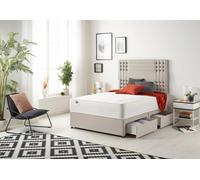 Somnior Flexby Sprung Memory Foam 2 Drawer Divan Bed with Upholstered Headboard Plush Velvet in Silver | Size: Small Double