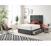 Somnior Flexby Sprung Memory Foam 2 Drawer Divan Bed with Upholstered Headboard Tweed Fabric in Charcoal | Size: Small Double Somnior Charcoal Small Double