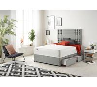 Somnior Flexby Sprung Memory Foam 2 Drawer Divan Bed with Upholstered Headboard Tweed Fabric in Grey | Size: Double Somnior Grey Double