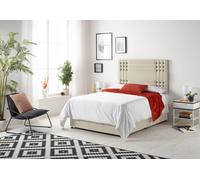 Somnior Flexby Sprung Memory Foam 2 Drawer Divan Bed with Upholstered Headboard Tweed Fabric in Natural | Size: Single Somnior Natural Single