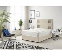 Somnior Flexby Tweed Fabric Divan Bed With Orthopeadic Sprung Memory Foam Mattress And Headboard In Natural Natural
