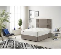 Somnior Flexby Tweed Fabric Divan Bed With Orthopeadic Sprung Memory Foam Mattress And Headboard In Brown Brown