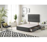 Somnior Galaxy Divan Bed Base With 2 Drawers And Upholstered Headboard Tweed Fabric In Charcoal Charcoal