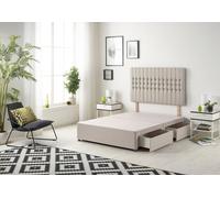Somnior Galaxy Divan Bed Base With 2 Drawers & Upholstered Headboard Plush Velvet in Silver | Size: Single Somnior Silver Single