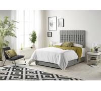 Somnior Galaxy Sprung Memory Foam 2 Drawer Divan Bed with Upholstered Headboard Linen Fabric in Silver | Size: Small Double