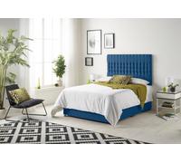 Somnior Galaxy Sprung Memory Foam 2 Drawer Divan Bed with Upholstered Headboard Plush Velvet in Navy | Size: Double Somnior Navy Double