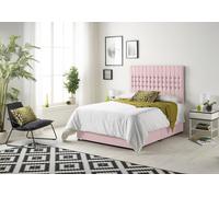 Somnior Galaxy Sprung Memory Foam 2 Drawer Divan Bed with Upholstered Headboard Plush Velvet in Pink | Size: Small Double Somnior Pink Small Double
