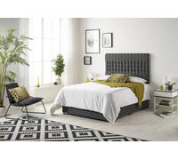 Somnior Galaxy Sprung Memory Foam 2 Drawer Divan Bed with Upholstered Headboard Tweed Fabric in Charcoal | Size: Super King