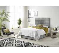 Somnior Galaxy Sprung Memory Foam 2 Drawer Divan Bed With Upholstered Headboard Tweed Fabric In Grey Grey