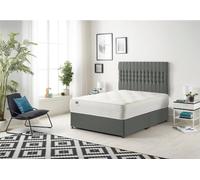 Somnior Galaxy Sprung Memory Foam Divan Bed With Headboard In Linen Fabric In Dark Grey Dark Grey