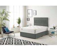 Somnior Galaxy Sprung Memory Foam Divan Bed with Headboard In Linen Fabric in Dark Grey | Size: King Somnior Dark Grey King
