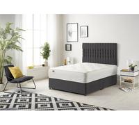 Somnior Galaxy Sprung Memory Foam Divan Bed With Headboard In Plush Fabric In Black Black