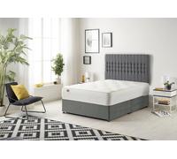 Somnior Galaxy Sprung Memory Foam Divan Bed with Headboard In Plush Fabric in Light Grey | Size: Double Somnior Light Grey Double