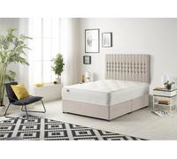 Somnior Galaxy Sprung Memory Foam Divan Bed with Headboard In Plush Fabric in Stone | Size: Super King Somnior Stone Super King