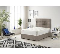 Somnior Galaxy Sprung Memory Foam Divan Bed with Headboard In Tweed Fabric in Brown | Size: Super King