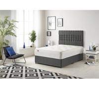 Somnior Galaxy Sprung Memory Foam Divan Bed With Headboard In Tweed Fabric In Charcoal Charcoal