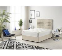 Somnior Galaxy Sprung Memory Foam Divan Bed With Headboard In Tweed Fabric In Natural Natural