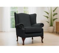 Somnior Hudson Sherpa Fabric Wingback Accent Arm Chair Manufactured in UK in Black | Size: 1 Seater