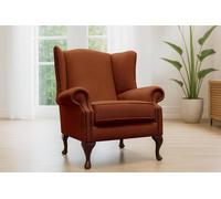 Somnior Hudson Sherpa Fabric Wingback Accent Arm Chair Manufactured in UK in Burnt Orange | Size: 1 Seater