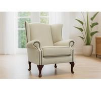 Somnior Hudson Sherpa Fabric Wingback Accent Arm Chair Manufactured in UK in Cream | Size: 1 Seater