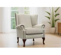 Somnior Hudson Sherpa Fabric Wingback Accent Arm Chair Manufactured in UK in Light Grey | Size: 1 Seater Somnior Light Grey 1 Seater