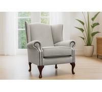 Somnior Hudson Sherpa Fabric Wingback Accent Arm Chair Manufactured in UK in Silver | Size: 1 Seater