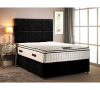 Somnior Layla Chenille Orthopaedic Pillow Top Divan Bed Set with Headboard in Black | Size: Small Double Somnior Black Small Double