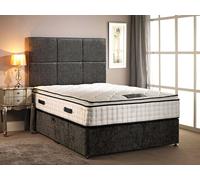 Somnior Layla Chenille Orthopaedic Pillow Top Divan Bed Set with Headboard in Charcoal | Size: Small Single Somnior Charcoal Small Single