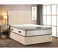 Somnior Layla Chenille Orthopaedic Pillow Top Divan Bed Set with Headboard in Cream | Size: Small Single Somnior Cream Small Single