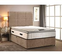 Somnior Layla Chenille Orthopaedic Pillow Top Divan Bed Set with Headboard in Light Brown | Size: King Somnior Light Brown King