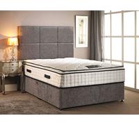 Somnior Layla Chenille Orthopaedic Pillow Top Divan Bed Set with Headboard in Silver | Size: Super King Somnior Silver Super King