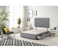 Somnior Platinum Divan Bed Base With 2 Drawers & Upholstered Headboard Plush Velvet in Charcoal | Size: Super King Somnior Charcoal Super King